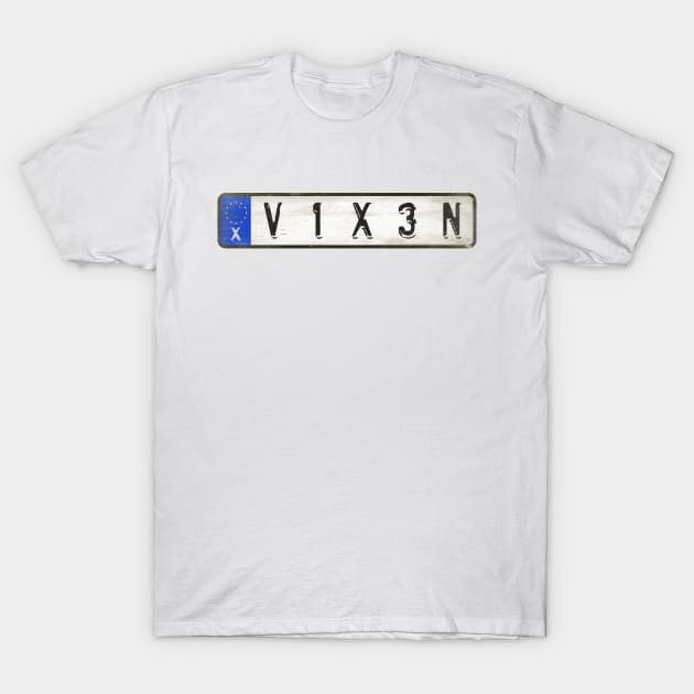 Vixen - License Plate T-Shirt by Girladies Artshop